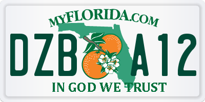 FL license plate DZBA12
