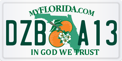 FL license plate DZBA13