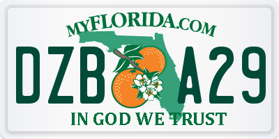 FL license plate DZBA29