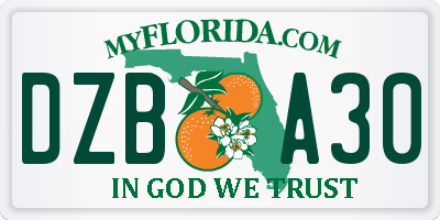 FL license plate DZBA30