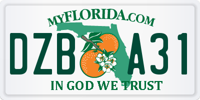 FL license plate DZBA31