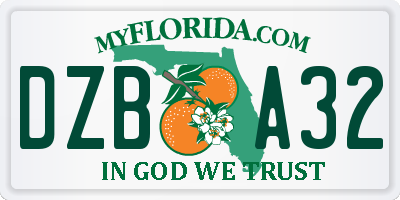 FL license plate DZBA32