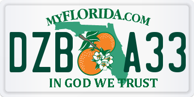 FL license plate DZBA33