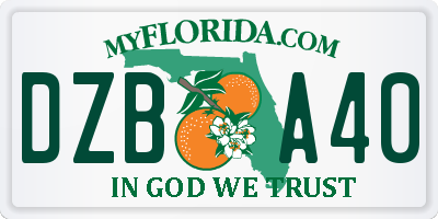 FL license plate DZBA40