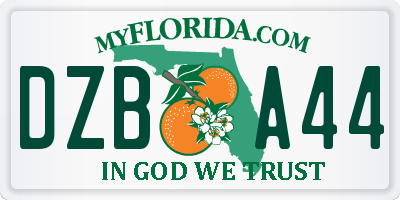 FL license plate DZBA44