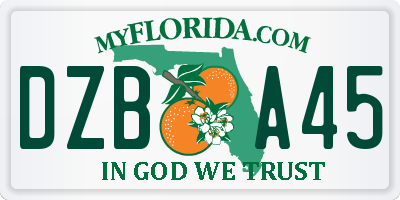 FL license plate DZBA45