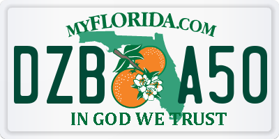 FL license plate DZBA50