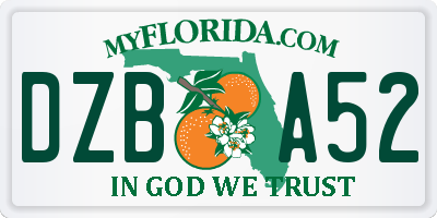 FL license plate DZBA52