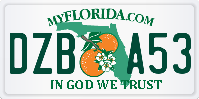 FL license plate DZBA53