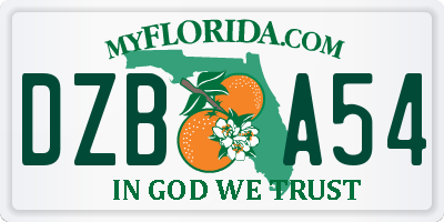 FL license plate DZBA54