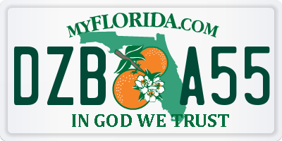FL license plate DZBA55