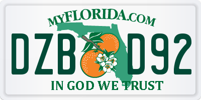 FL license plate DZBD92