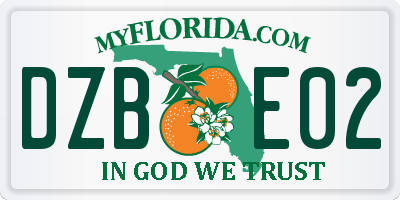 FL license plate DZBE02