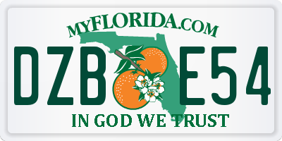 FL license plate DZBE54