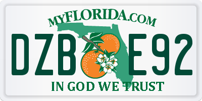FL license plate DZBE92