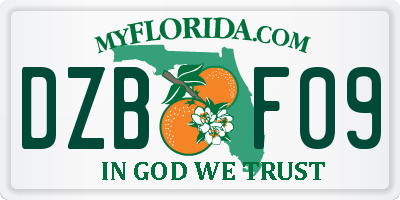 FL license plate DZBF09