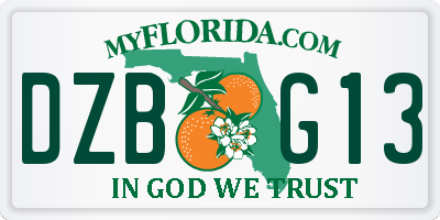 FL license plate DZBG13