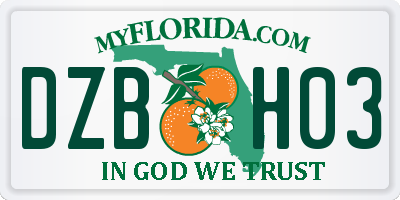 FL license plate DZBH03