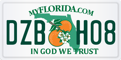 FL license plate DZBH08