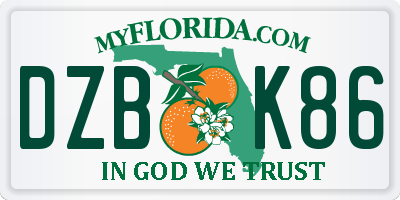 FL license plate DZBK86
