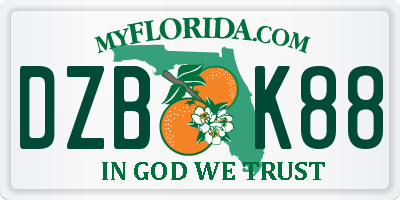 FL license plate DZBK88