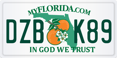 FL license plate DZBK89
