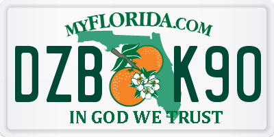 FL license plate DZBK90