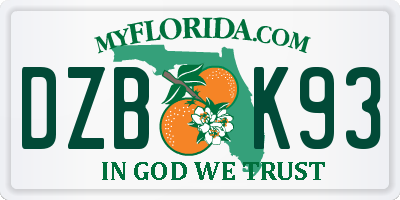 FL license plate DZBK93