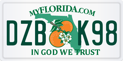 FL license plate DZBK98