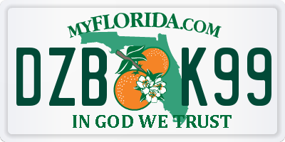 FL license plate DZBK99