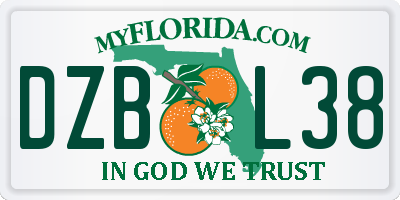 FL license plate DZBL38