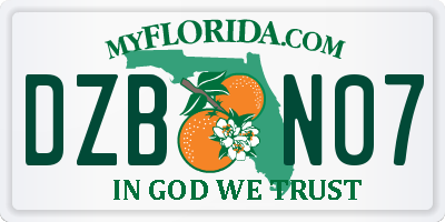 FL license plate DZBN07
