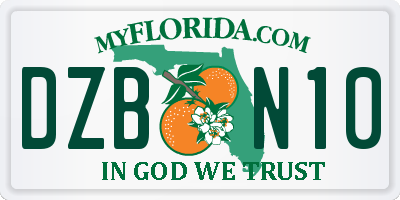 FL license plate DZBN10