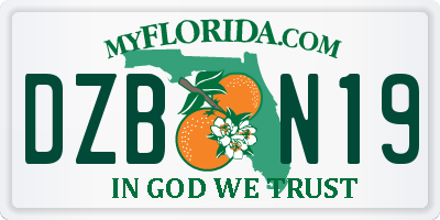 FL license plate DZBN19