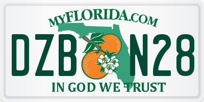 FL license plate DZBN28