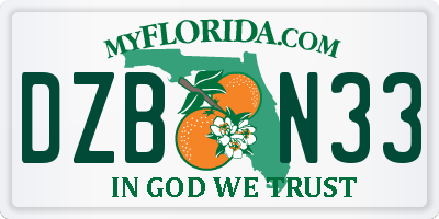 FL license plate DZBN33