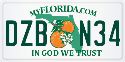 FL license plate DZBN34