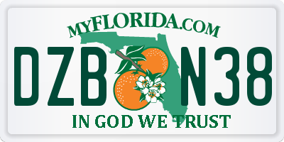 FL license plate DZBN38
