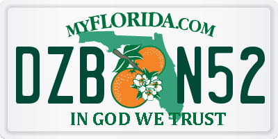 FL license plate DZBN52