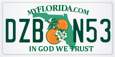 FL license plate DZBN53