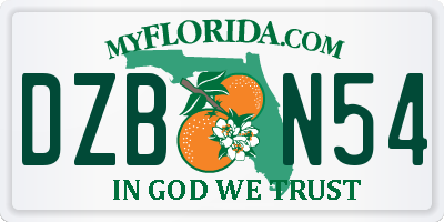 FL license plate DZBN54