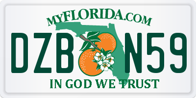 FL license plate DZBN59
