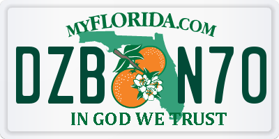 FL license plate DZBN70