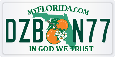 FL license plate DZBN77