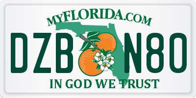 FL license plate DZBN80
