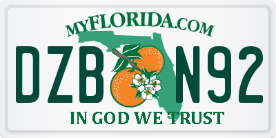 FL license plate DZBN92