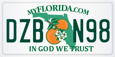 FL license plate DZBN98