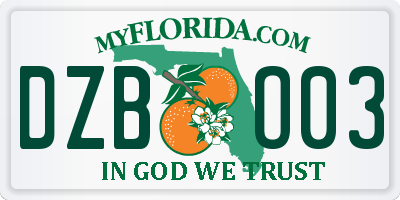 FL license plate DZBO03