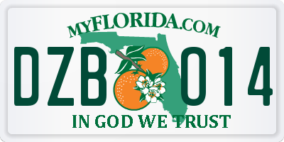 FL license plate DZBO14