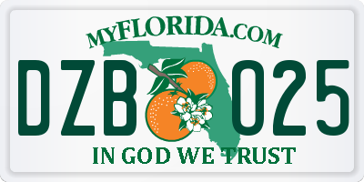 FL license plate DZBO25